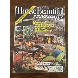 VTG House Beautiful Magazine March 1973 Individuality Pilgrim to Plastic Gardens